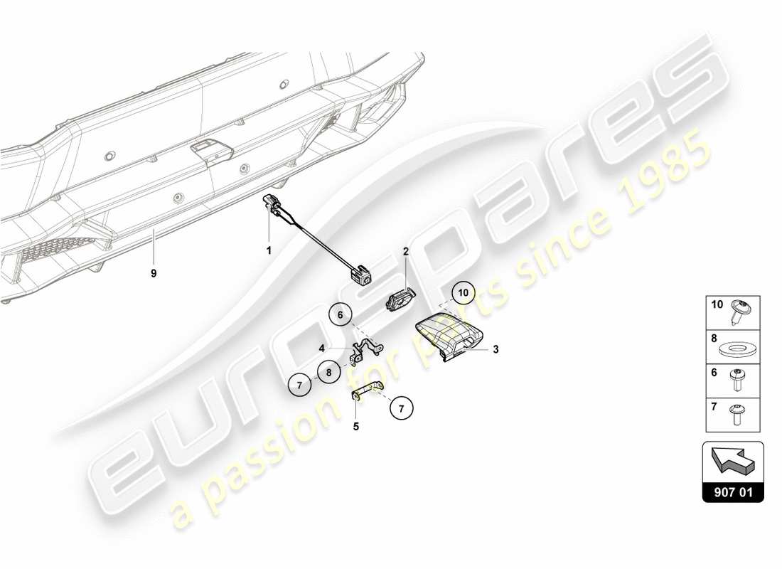 lamborghini lp610-4 spyder (2017) reversing camera part diagram