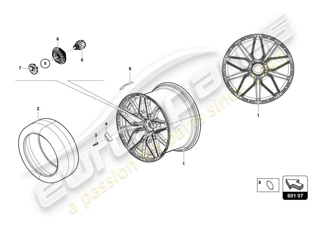 lamborghini sian (2020) wheels/tyres part diagram