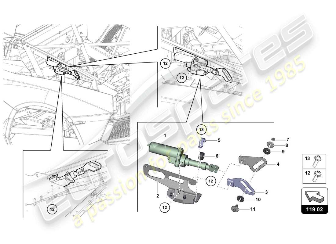 lamborghini lp700-4 roadster (2014) motor for wind deflector part diagram