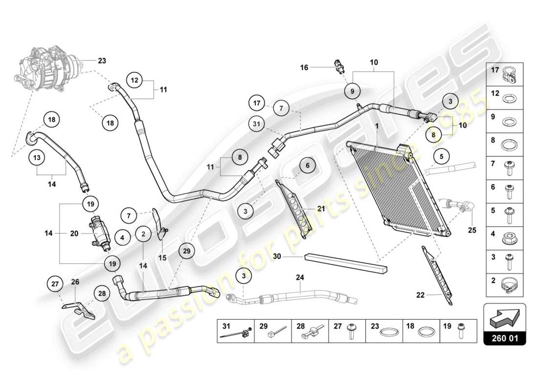 lamborghini sian (2020) a/c condenser part diagram