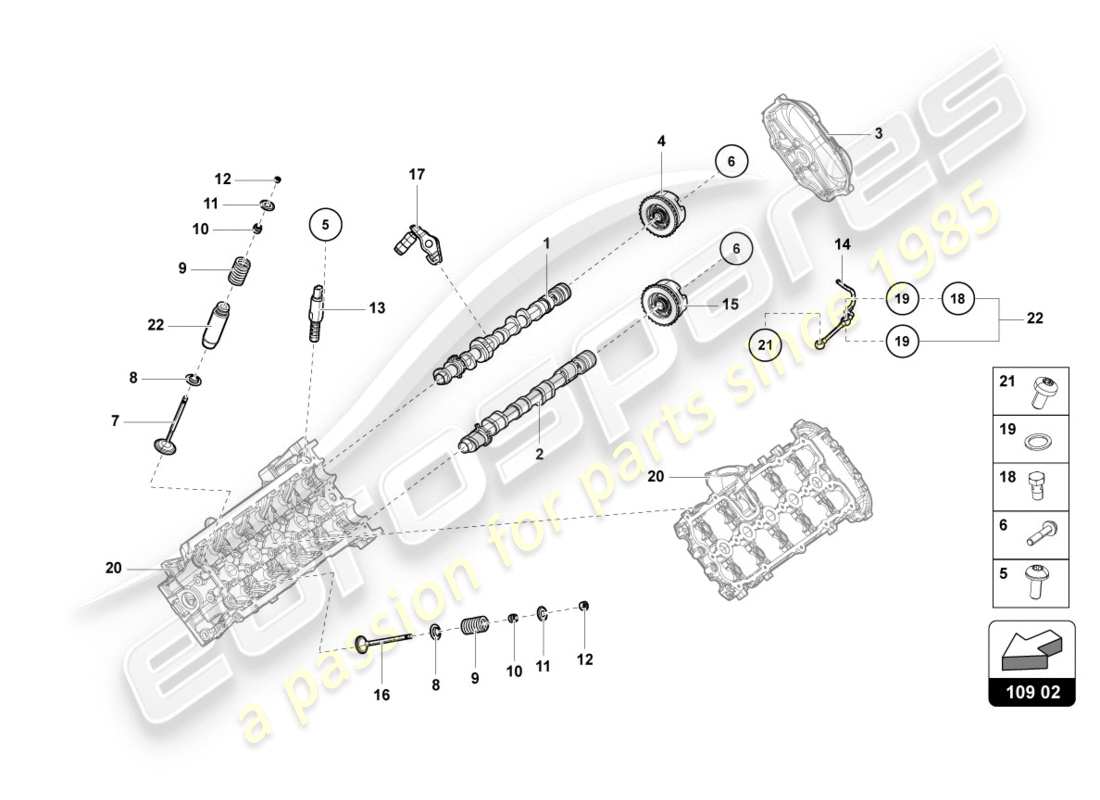 lamborghini lp610-4 spyder (2017) camshaft, valves part diagram