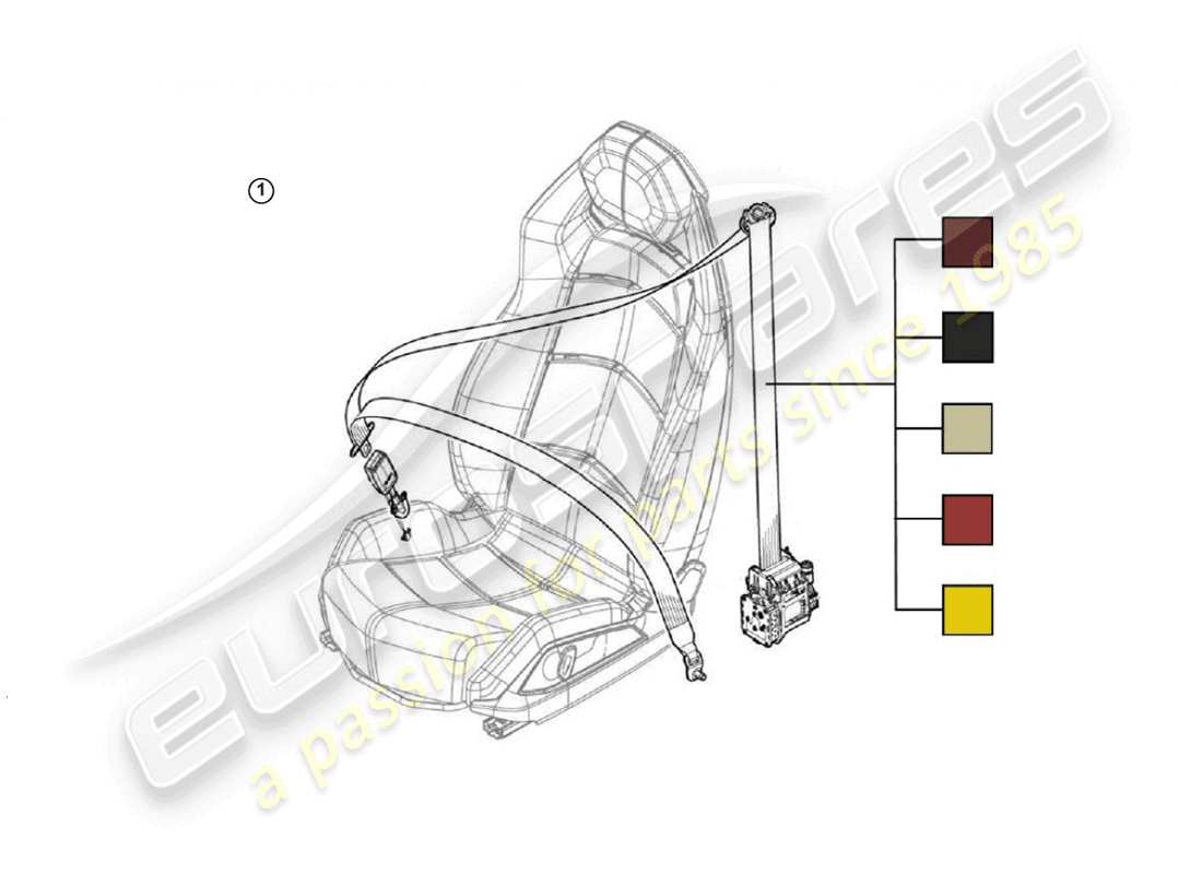 lamborghini huracan lp580-2 coupe (accessories) 1 set: three-point inertia reel seat belt and push button buckle part diagram