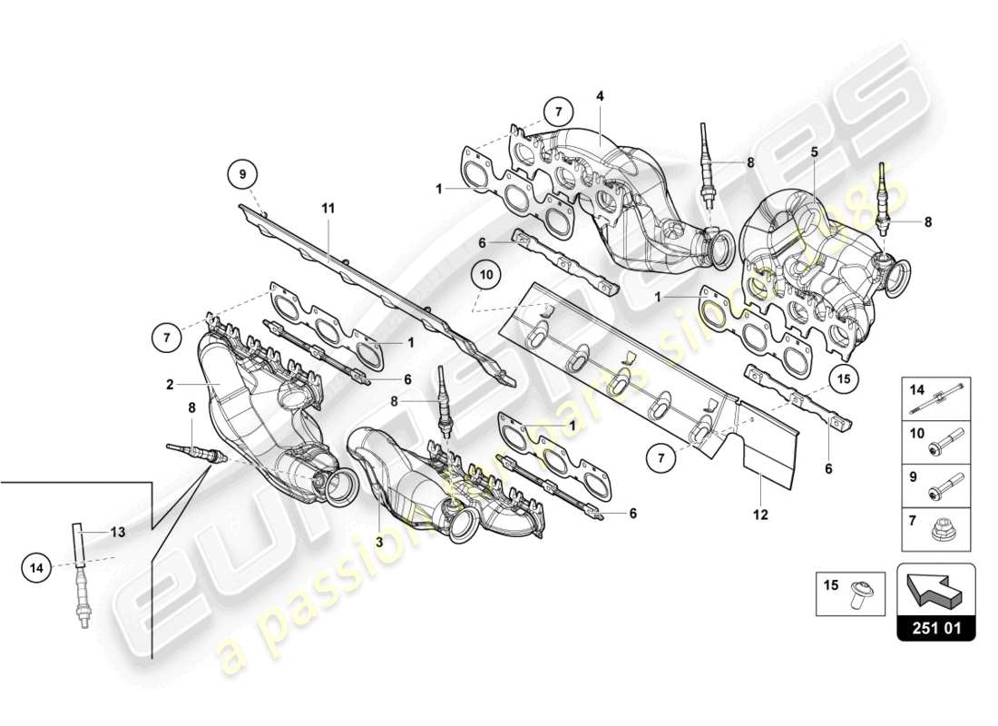 lamborghini lp700-4 roadster (2014) exhaust system part diagram