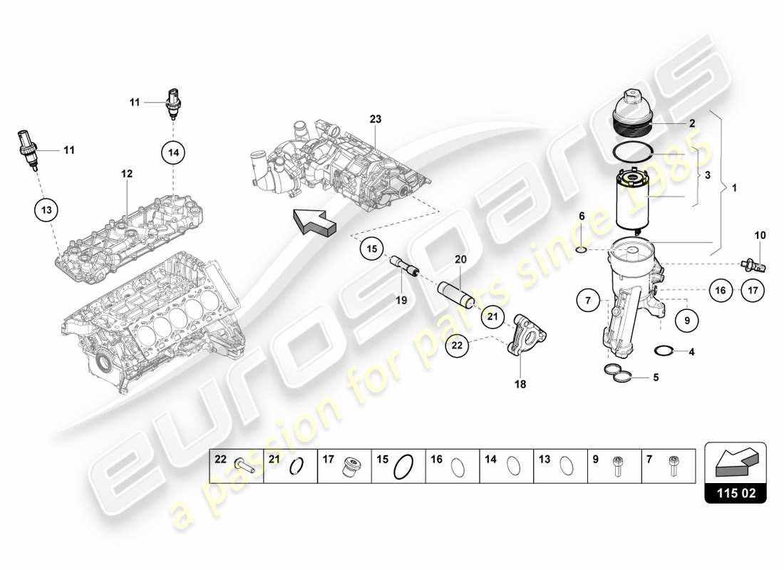 lamborghini performante coupe (2019) oil filter element part diagram