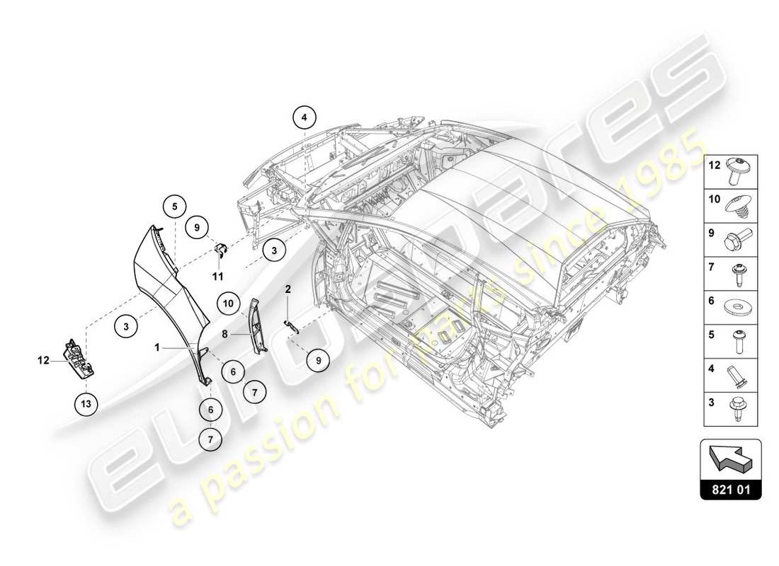 lamborghini lp610-4 coupe (2018) wing protector part diagram