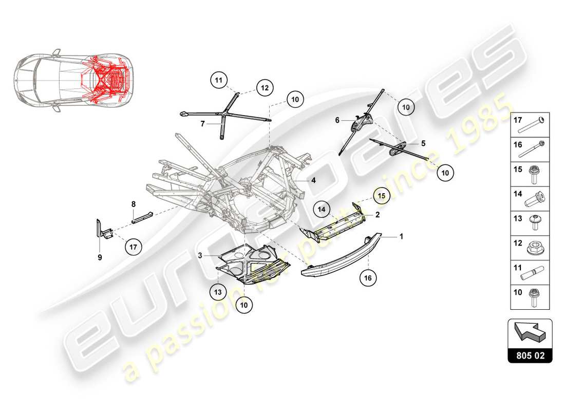 lamborghini lp610-4 spyder (2019) chassis rear, outer part diagram