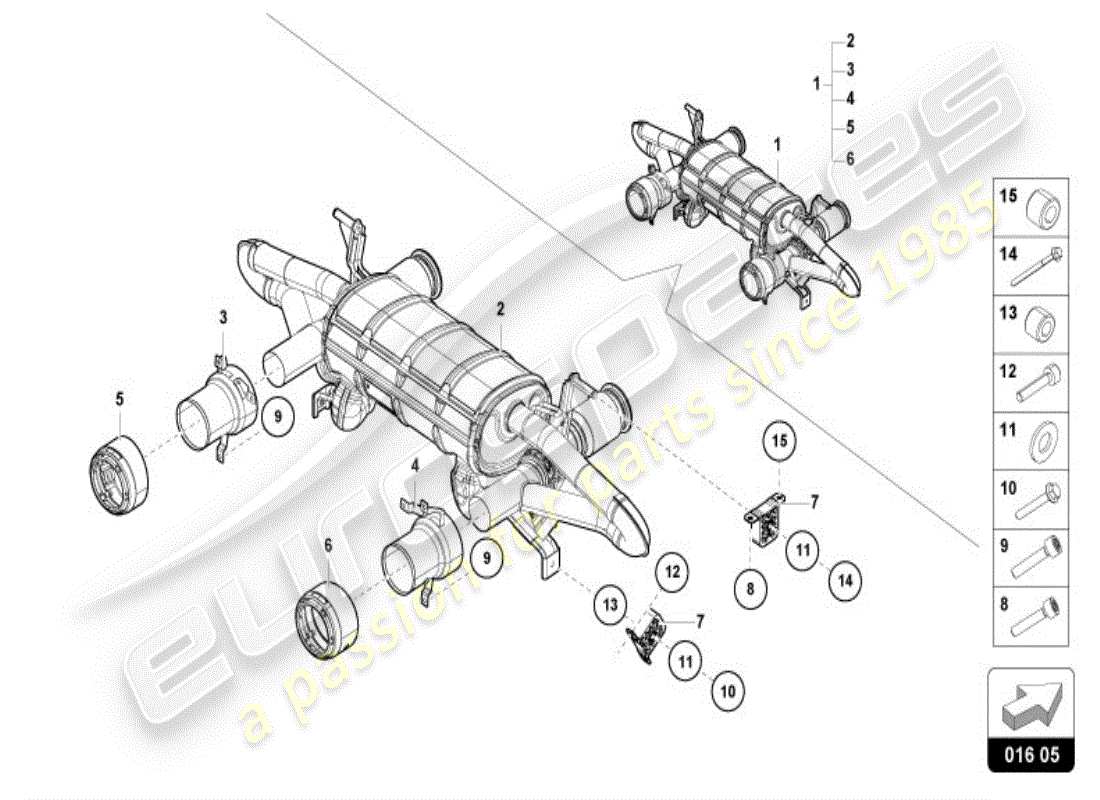 lamborghini huracan evo coupe (accessories) sports exhaust system (compl.) part diagram