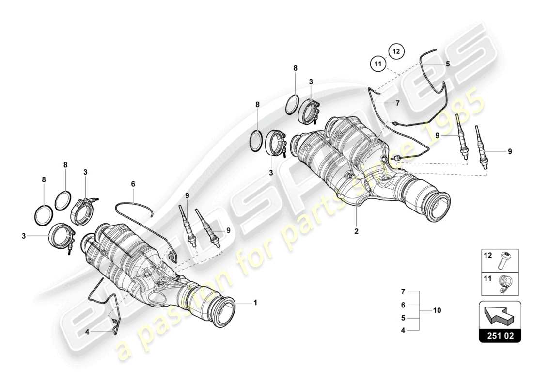 lamborghini lp700-4 coupe (2014) catalytic converter part diagram