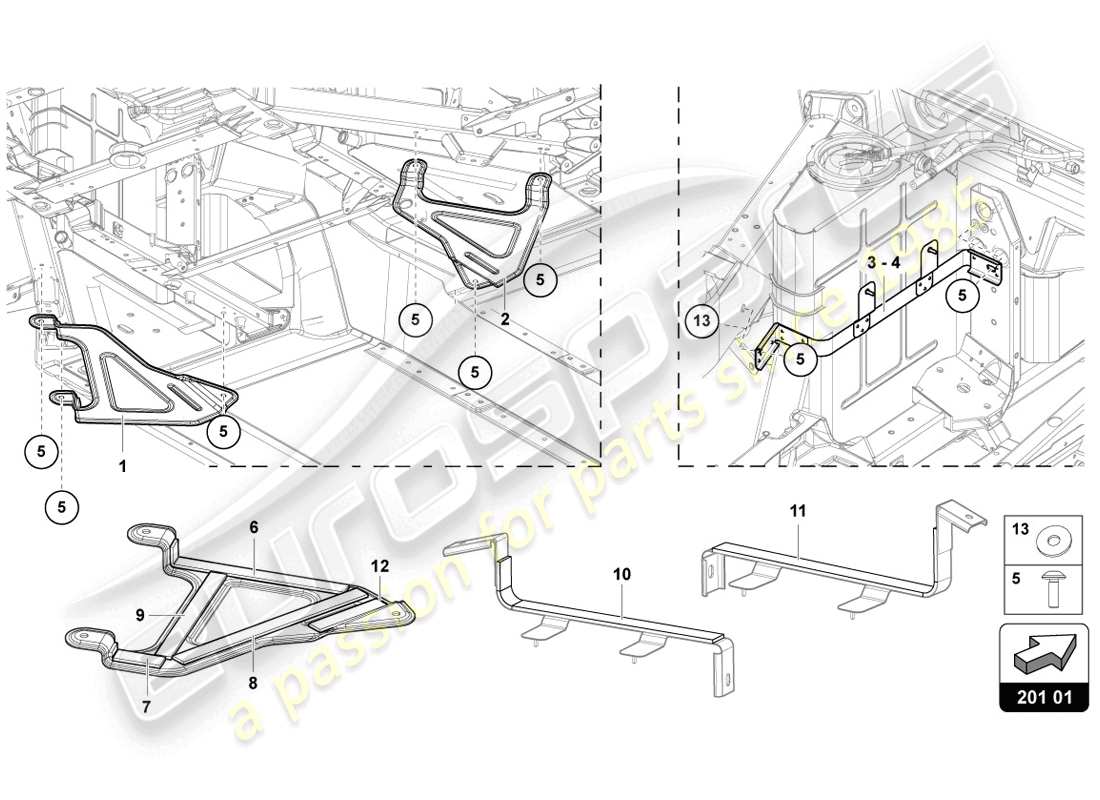 lamborghini lp720-4 coupe 50 (2014) bracket for fuel tank part diagram