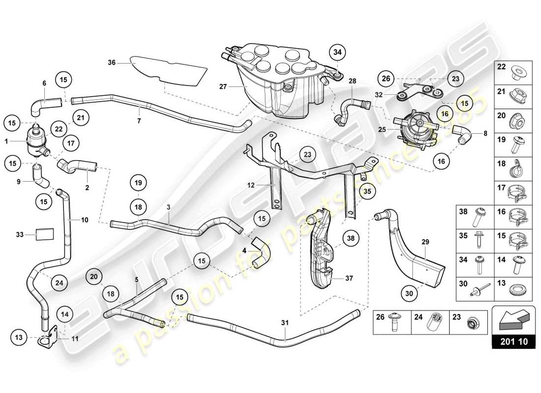 lamborghini lp720-4 coupe 50 (2014) activated carbon filter system part diagram