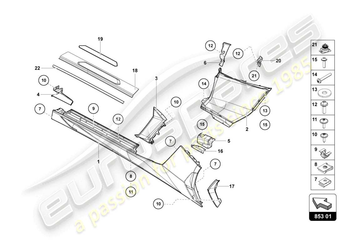 lamborghini lp700-4 coupe (2014) lower external side member for wheel housing part diagram