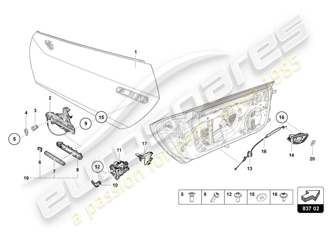 lamborghini lp610-4 coupe (2018) door handles part diagram