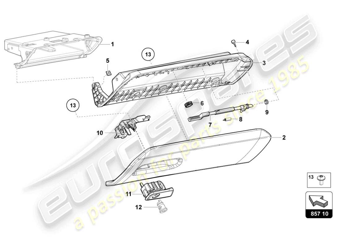 lamborghini lp700-4 coupe (2014) glove compartment part diagram