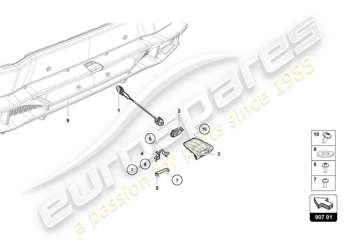 lamborghini lp610-4 coupe (2019) reversing camera part diagram