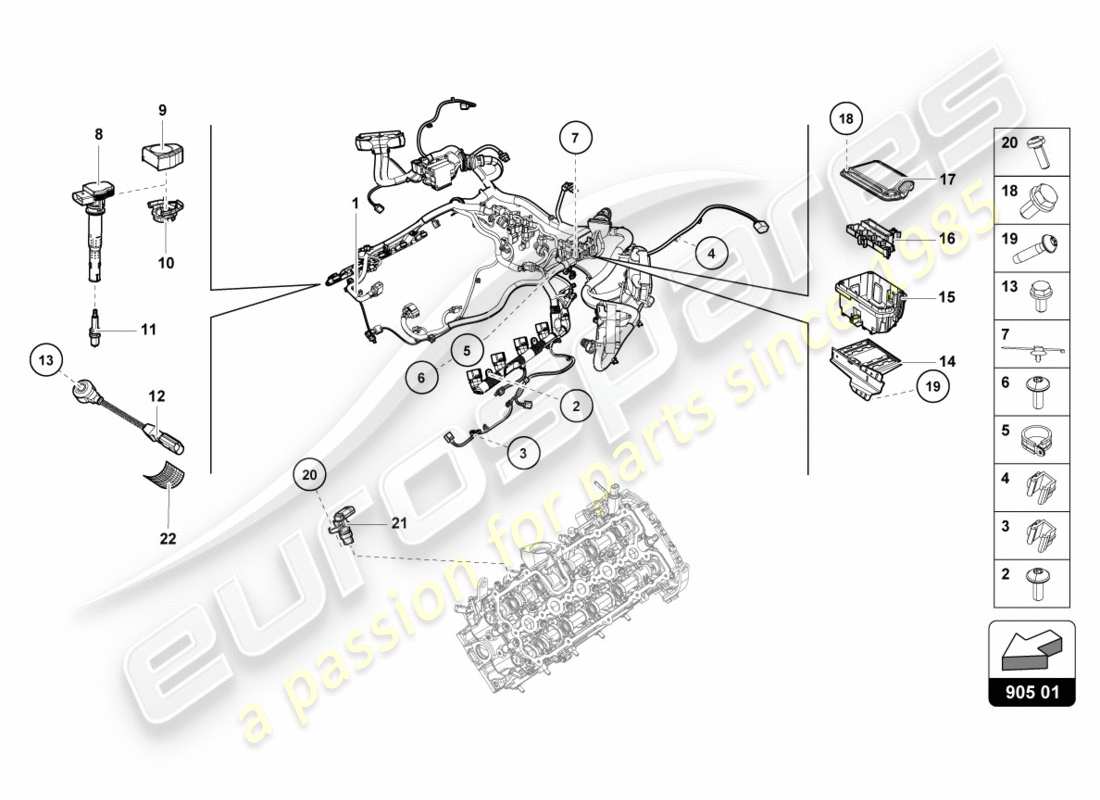 lamborghini performante coupe (2020) ignition system part diagram