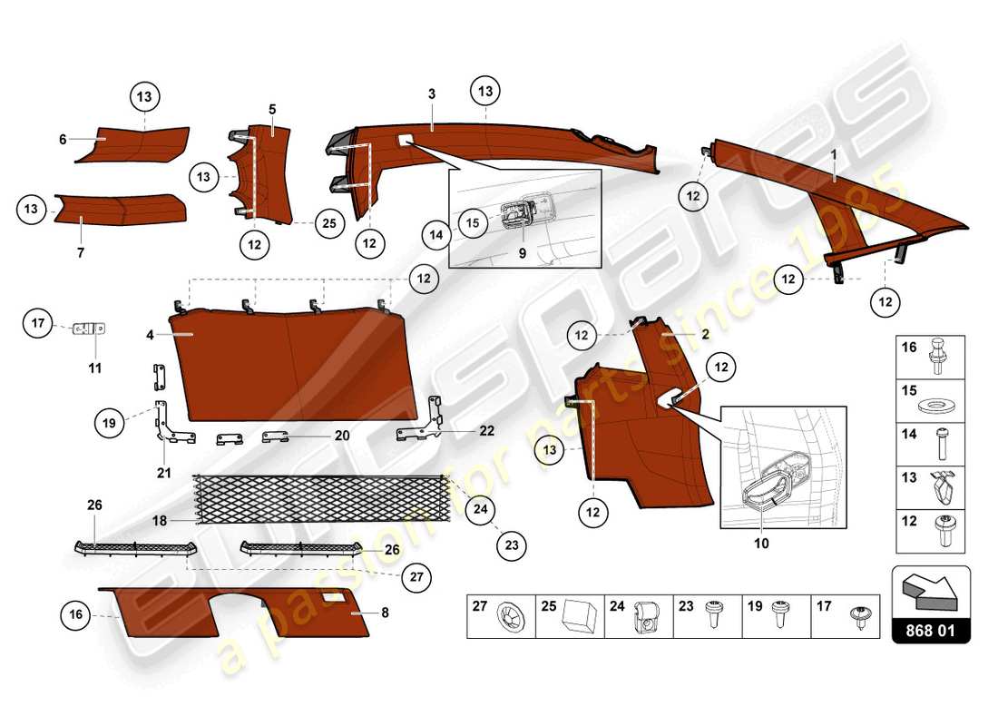 lamborghini lp700-4 coupe (2014) interior decor part diagram