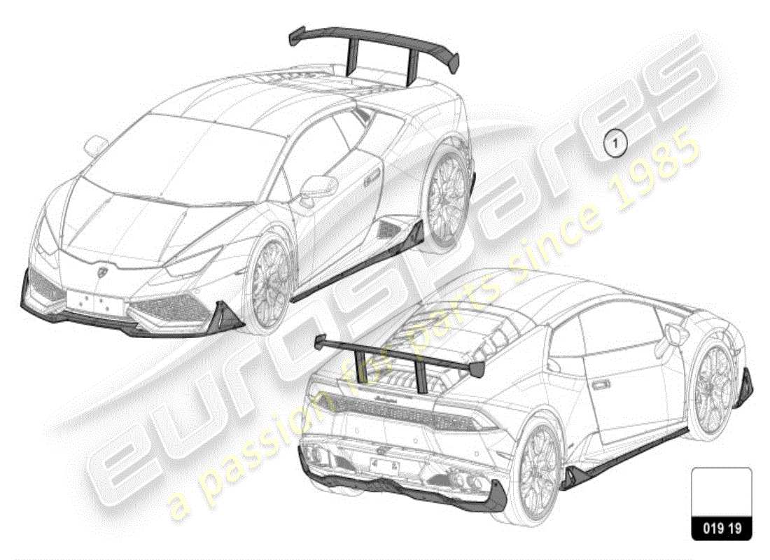 lamborghini huracan lp580-2 spyder (accessories) 1 set aerodyn.attachment parts part diagram