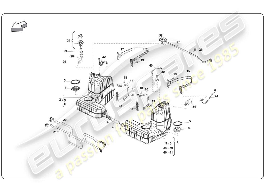 lamborghini super trofeo (2009-2014) fuel system part diagram