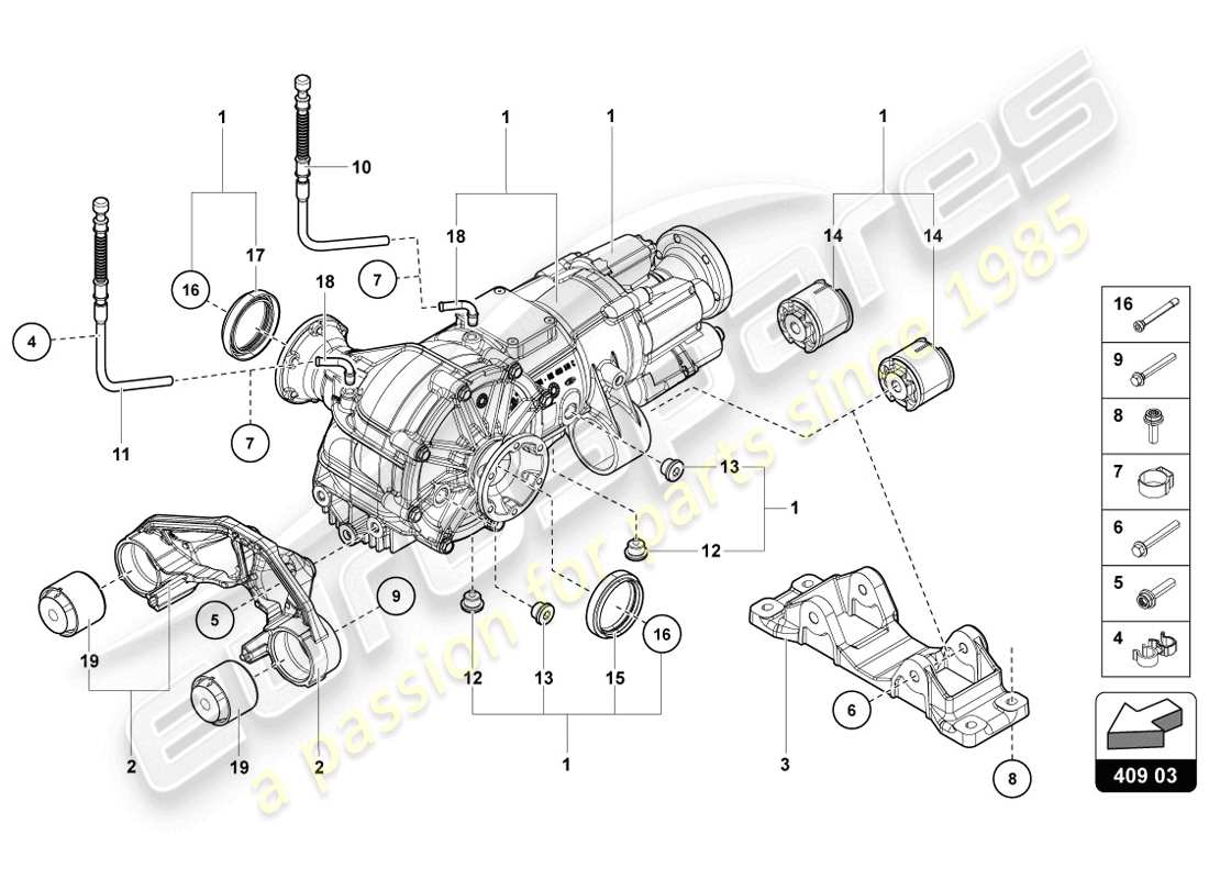 lamborghini lp720-4 coupe 50 (2014) front axle differential with visco clutch part diagram