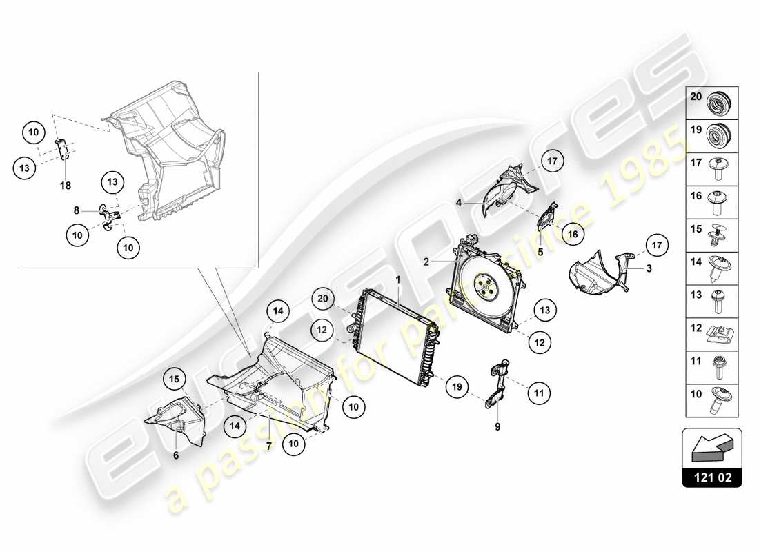 lamborghini performante coupe (2019) cooler for coolant front part diagram