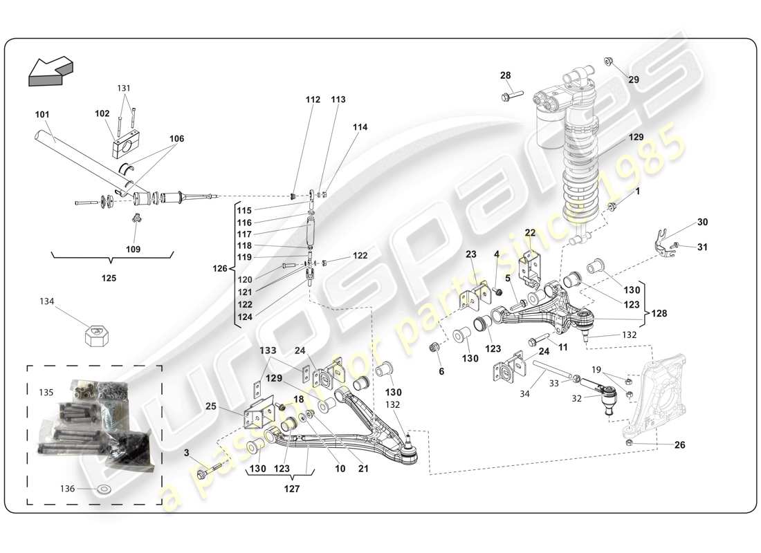 lamborghini super trofeo (2009-2014) front drive shaft part diagram