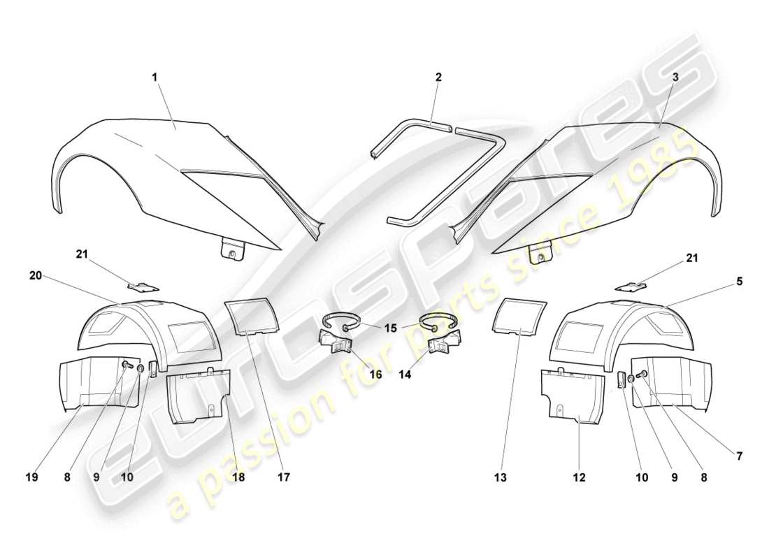 lamborghini murcielago roadster (2005) wing front part diagram