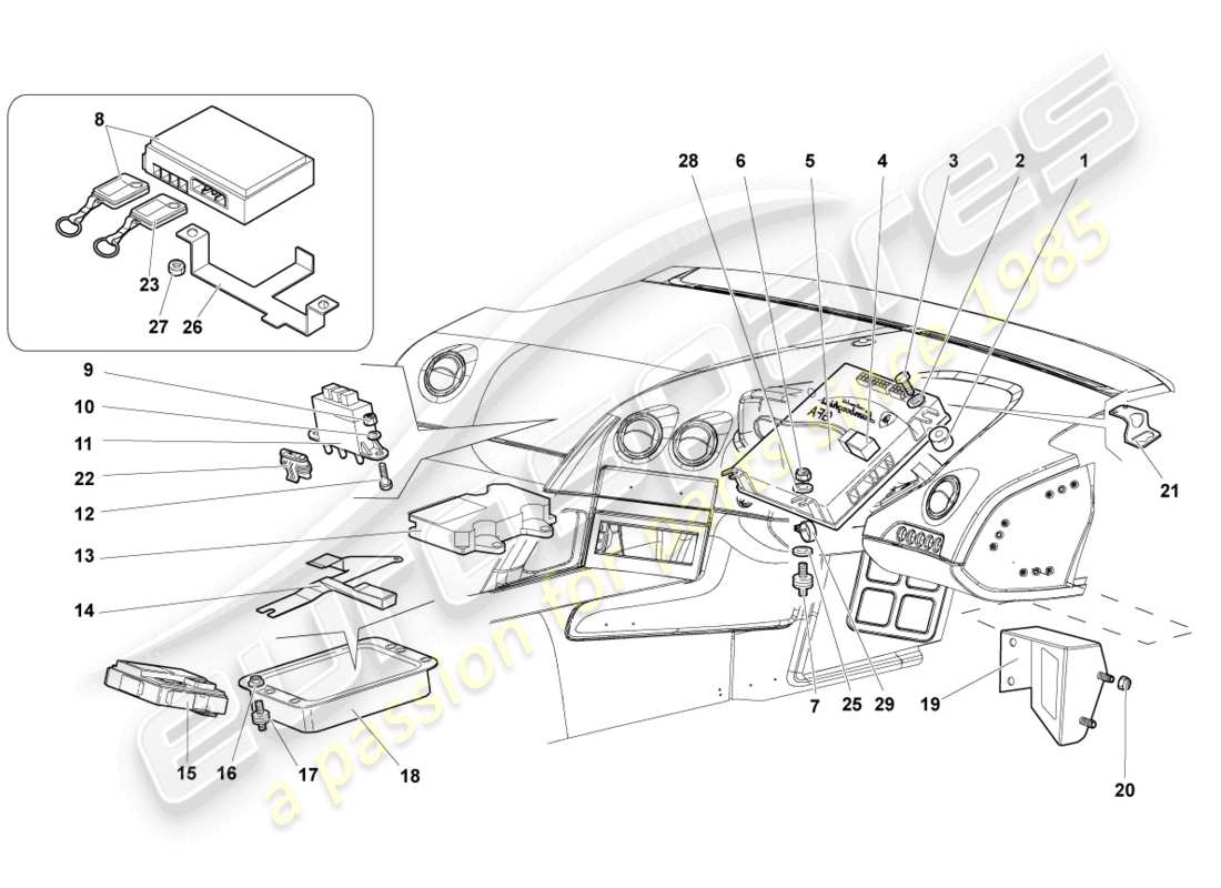 lamborghini murcielago coupe (2002) control modules for electrical systems part diagram