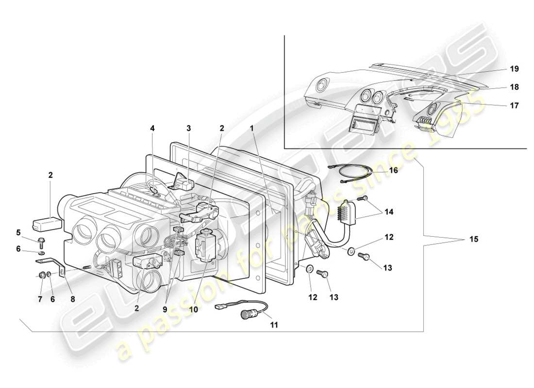 lamborghini murcielago roadster (2006) air conditioning rhd part diagram