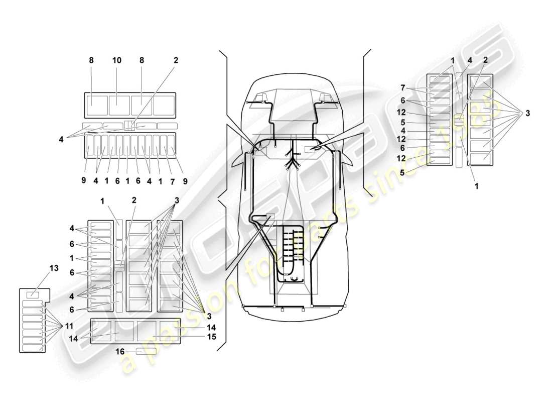 lamborghini murcielago coupe (2006) central electrics part diagram