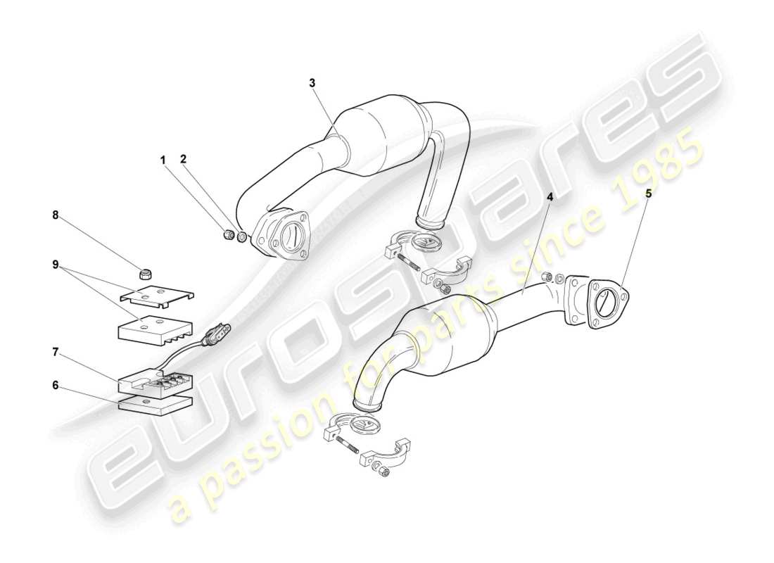 lamborghini murcielago coupe (2004) exhaust system part diagram