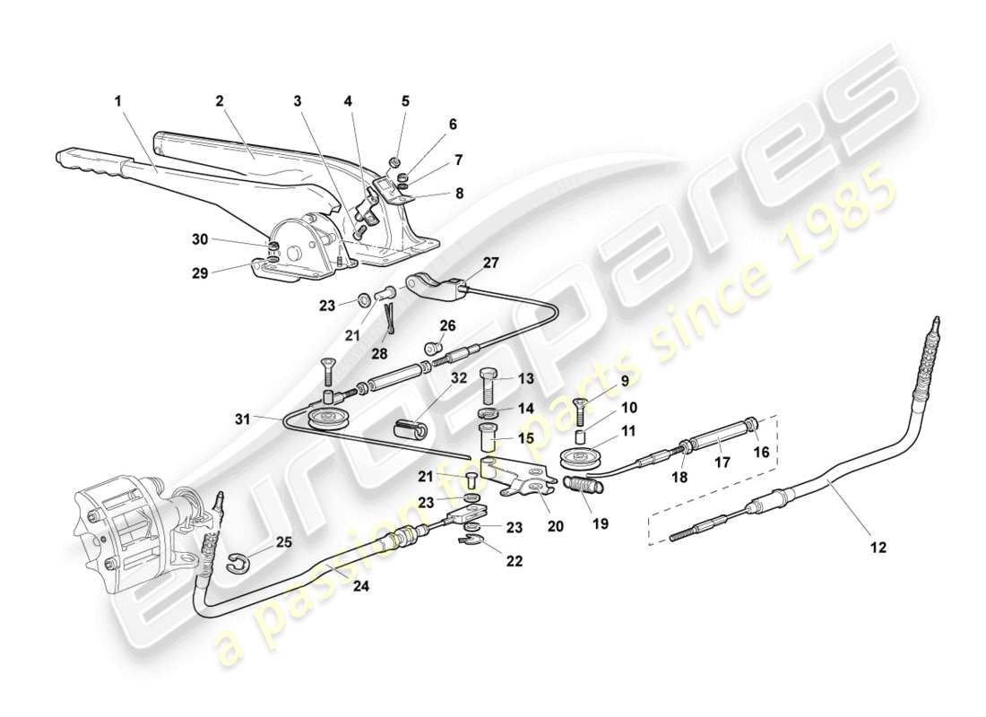 lamborghini murcielago coupe (2006) brake lever rhd part diagram