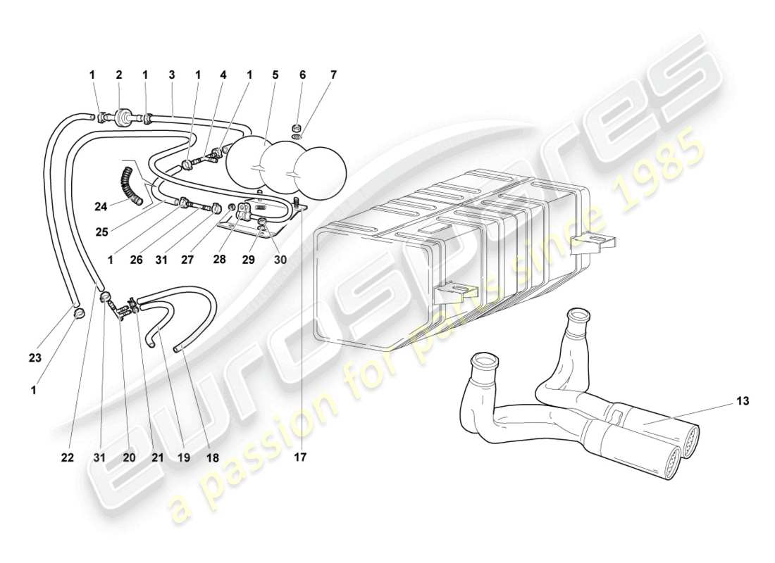 lamborghini murcielago roadster (2005) vacuum system part diagram