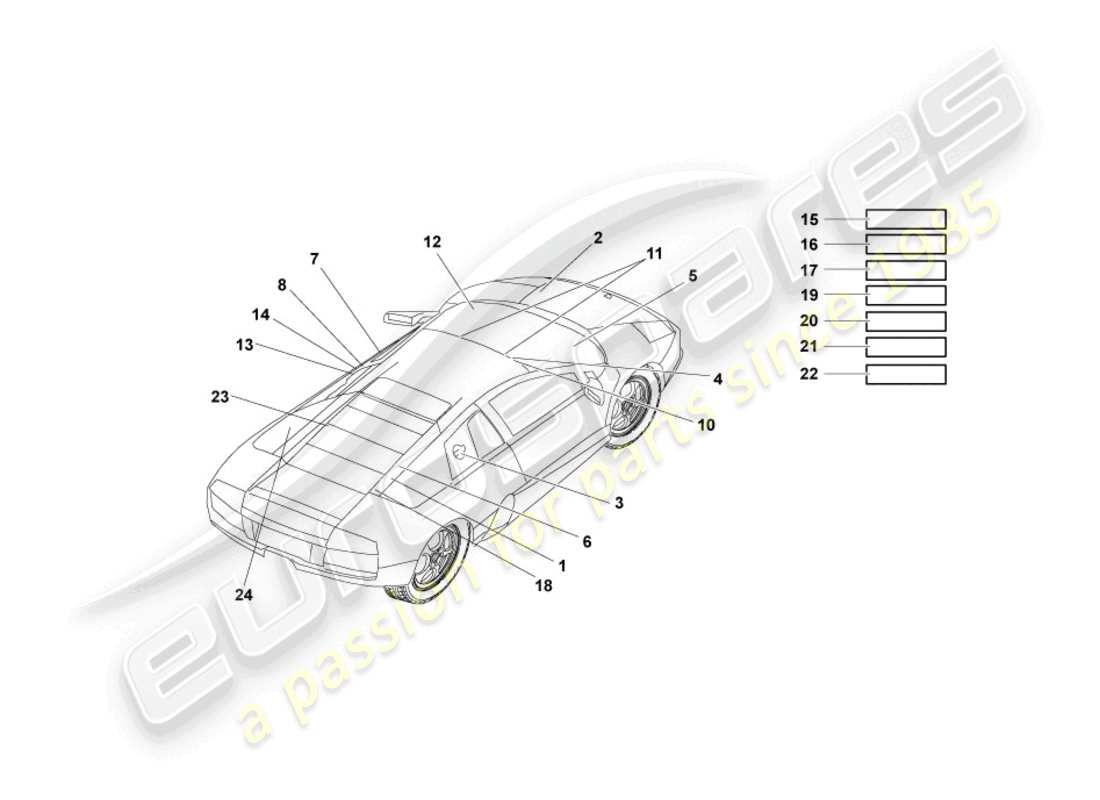 lamborghini murcielago coupe (2002) type plates part diagram