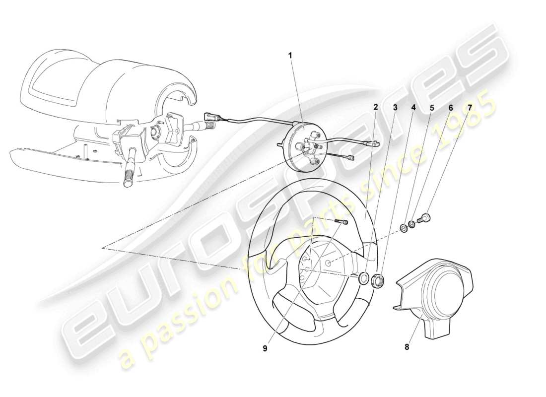 lamborghini murcielago coupe (2005) steering wheel part diagram