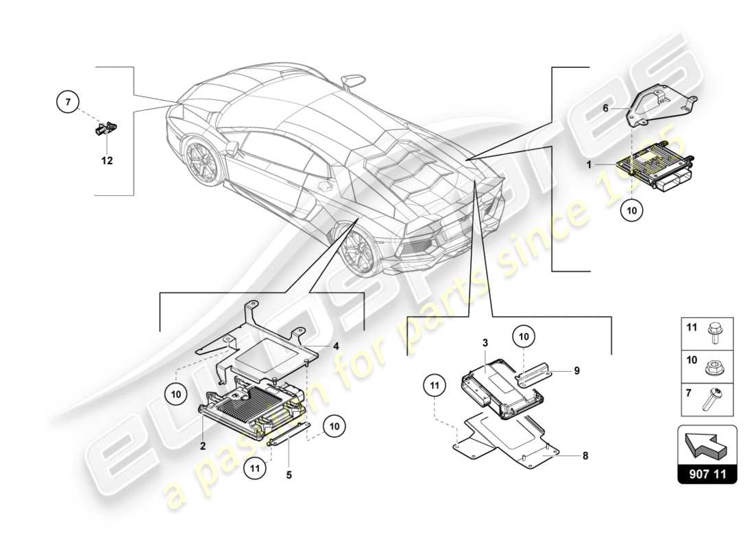 lamborghini centenario roadster (2017) engine control unit part diagram