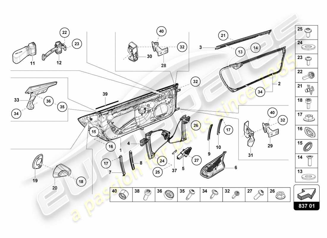 lamborghini lp610-4 spyder (2017) doors part diagram