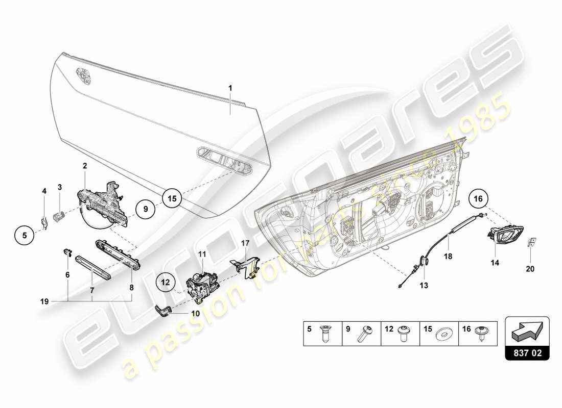 lamborghini lp610-4 spyder (2018) door handles part diagram