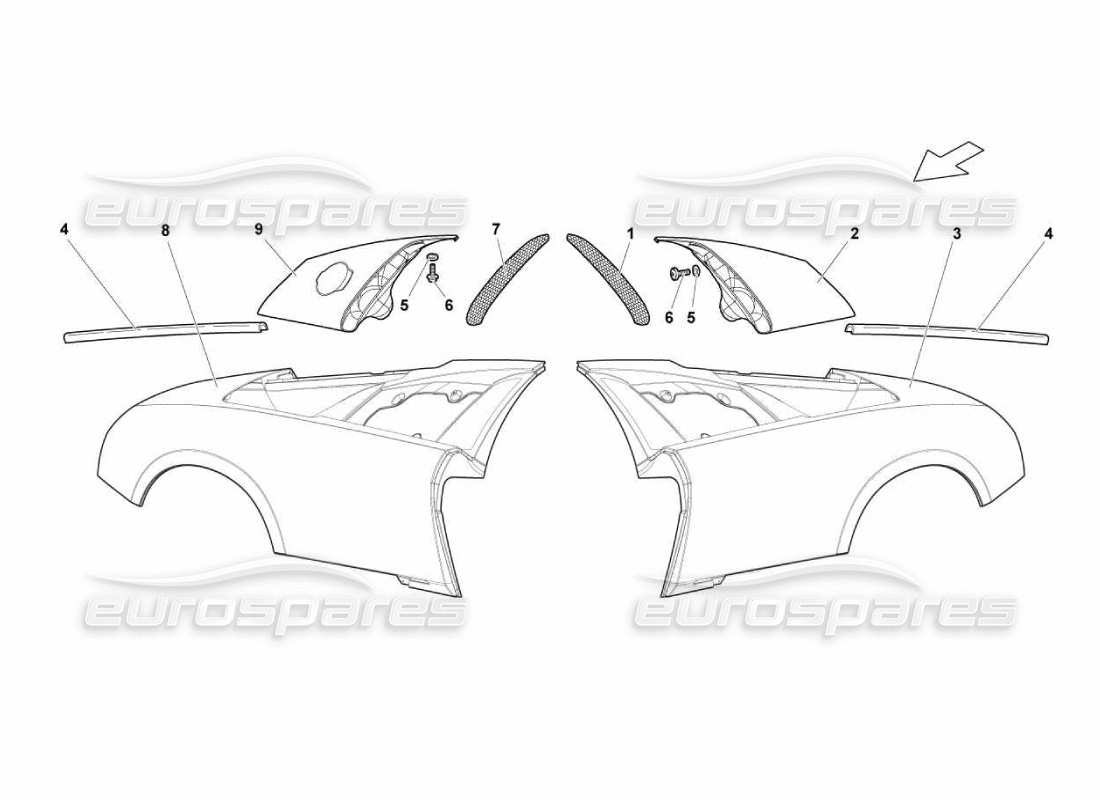 lamborghini murcielago lp670 rear fender parts diagram