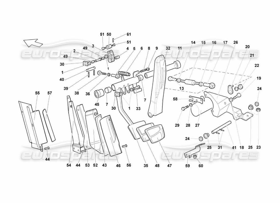 lamborghini murcielago lp670 e-gear control pedal parts diagram