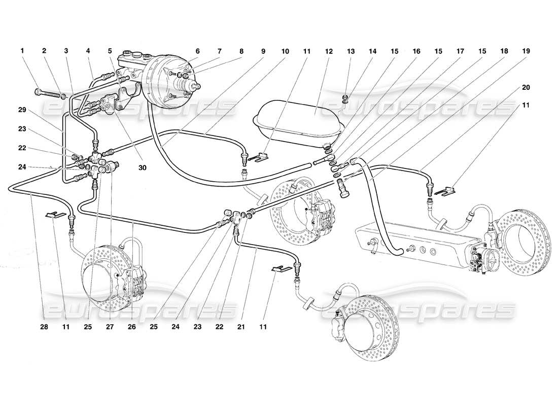 lamborghini diablo se30 (1995) brake system part diagram