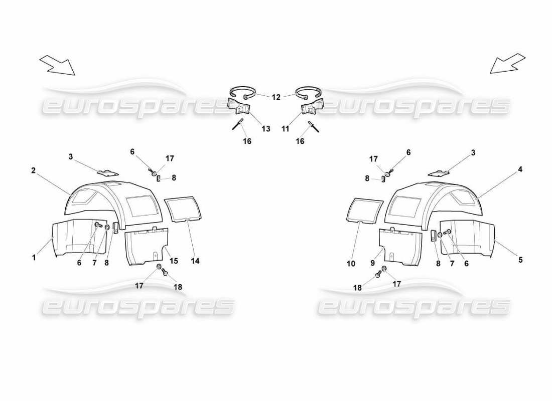 lamborghini murcielago lp670 front wheelhouse parts diagram