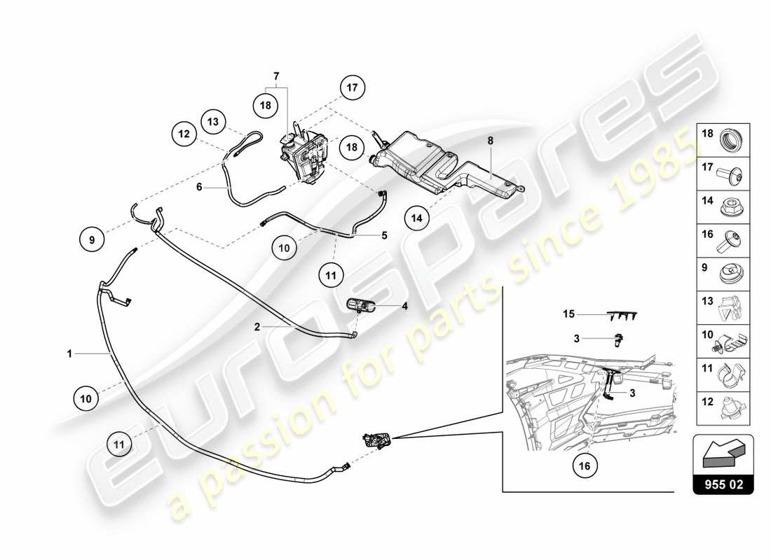 lamborghini lp610-4 spyder (2016) headlight washer system part diagram