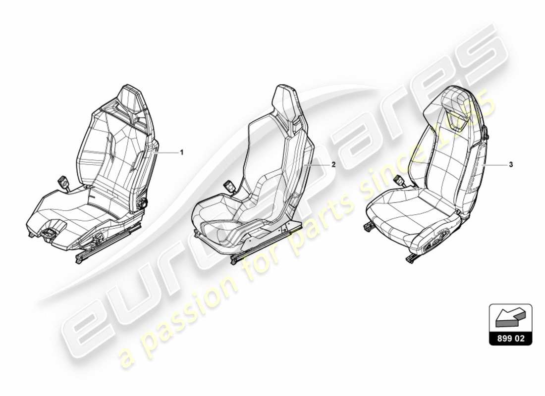 lamborghini lp580-2 coupe (2018) seat, complete part diagram