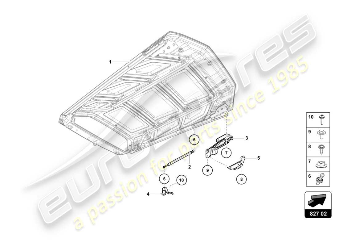 lamborghini lp580-2 coupe (2018) engine cover with insp. cover part diagram