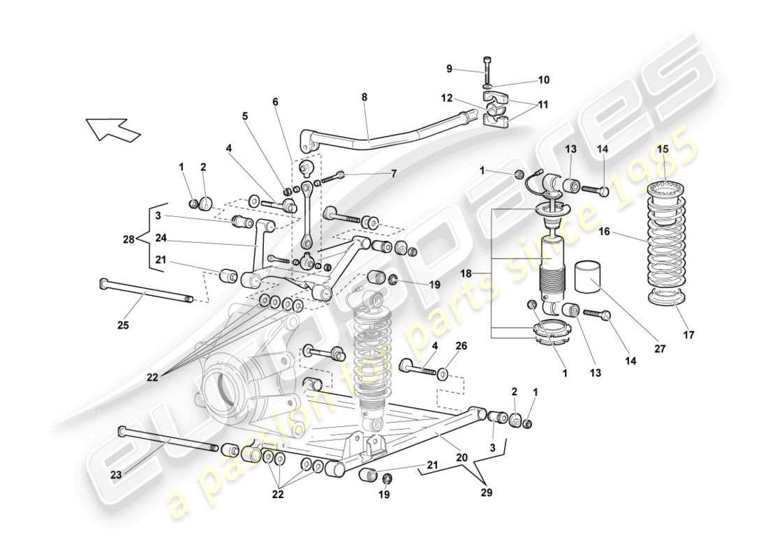 lamborghini murcielago roadster (2006) rear axle part diagram