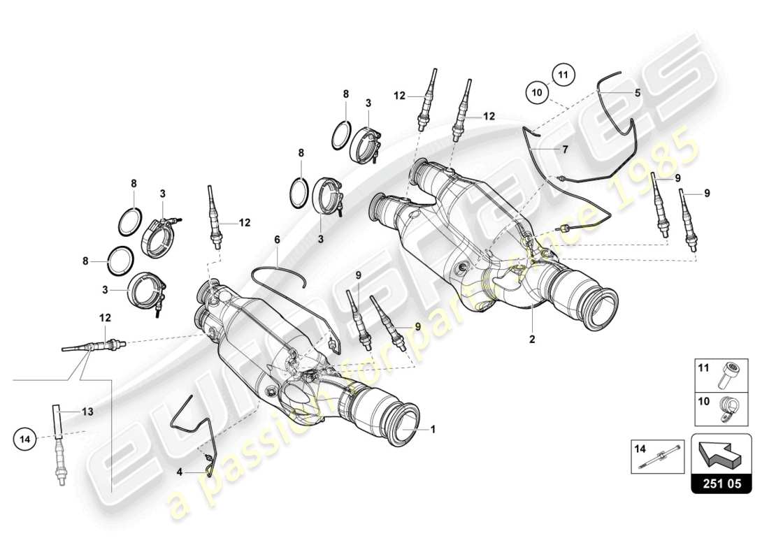 lamborghini lp770-4 svj roadster (2019) catalytic converter part diagram