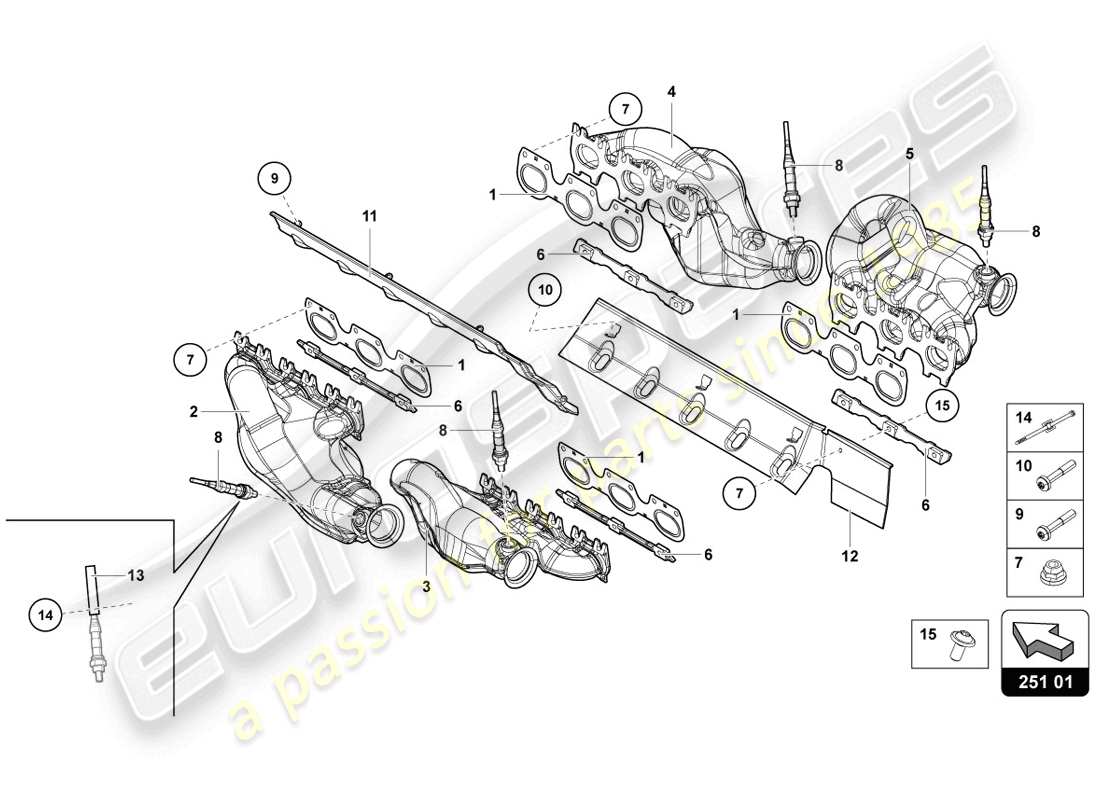 lamborghini lp720-4 coupe 50 (2014) exhaust system part diagram