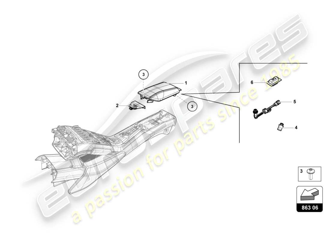 lamborghini lp580-2 coupe (2018) stowage compartment part diagram