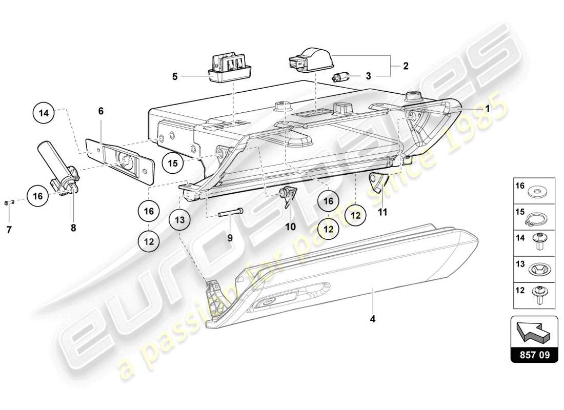 lamborghini lp720-4 coupe 50 (2014) glove compartment part diagram