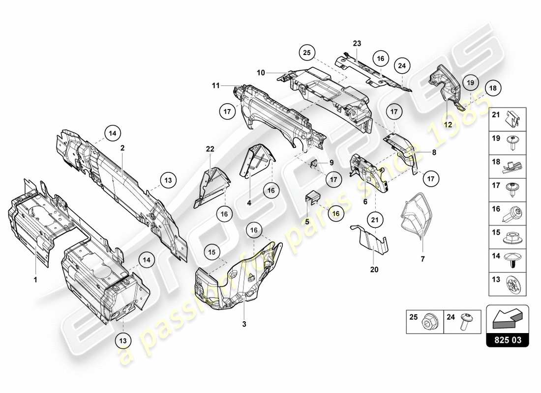 lamborghini lp580-2 spyder (2017) heat shield part diagram